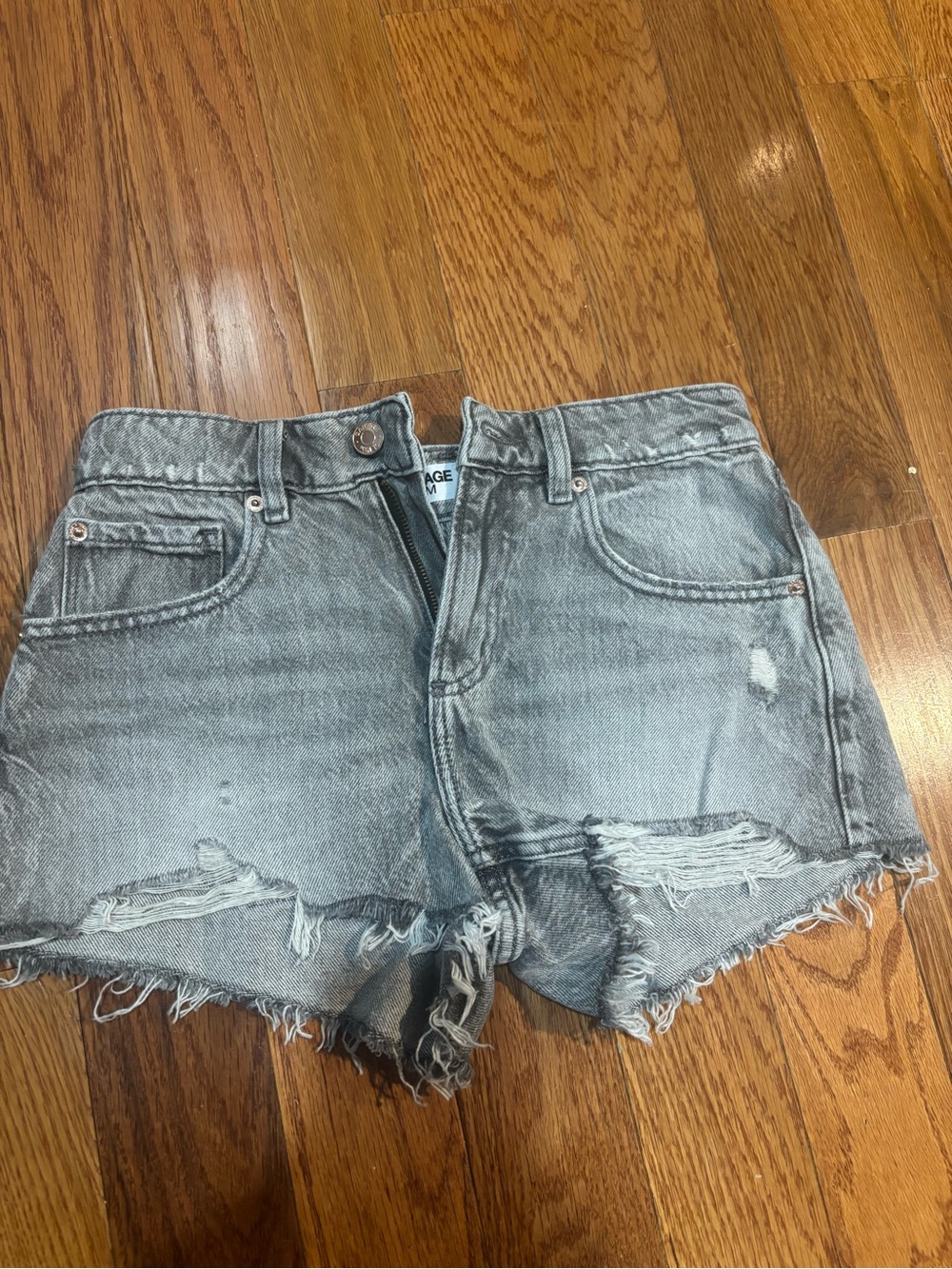 grey garage ripped jean shorts (00)